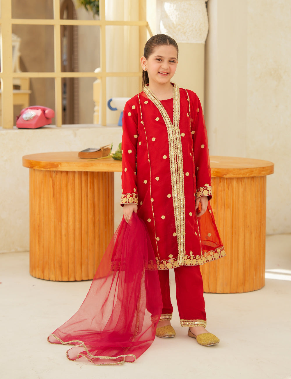 Ruby Royale Silk & Organza 3 Pcs