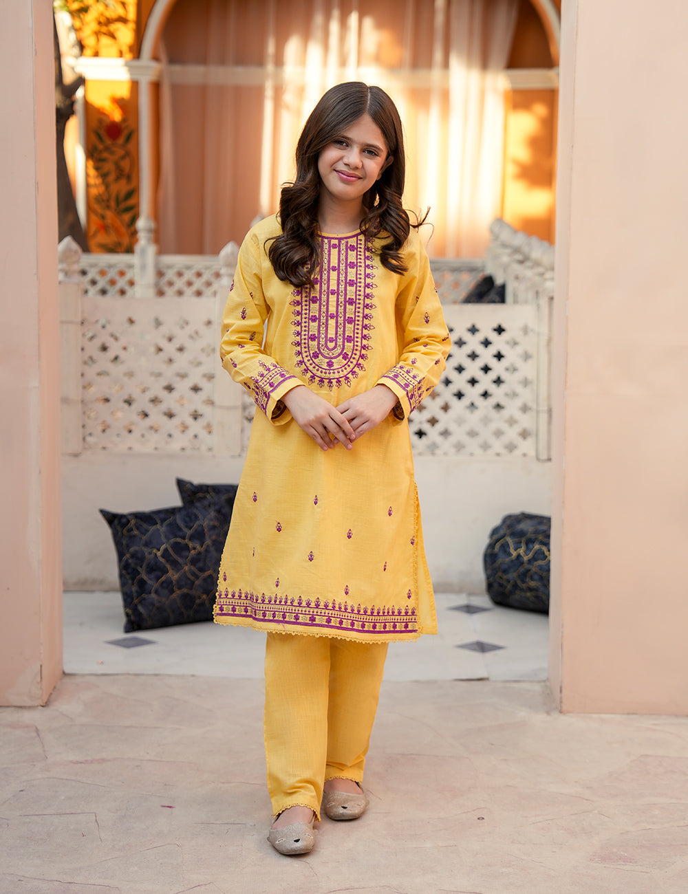 Soft Marigold Khadar 2 Pcs Set