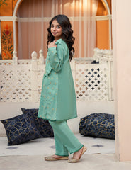 Pastel Fern Bloom Khadar 2 Pcs Set
