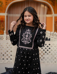 Midnight Blossom Embroidery Khadar 2 Pcs Set