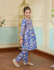 Blue Garden Cotton Lawn Suit