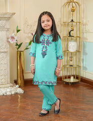 Aqua Bloom Cotton Lawn Suit