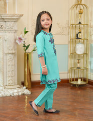 Aqua Bloom Cotton Lawn Suit