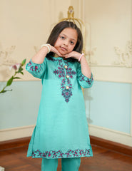 Aqua Bloom Cotton Lawn Suit