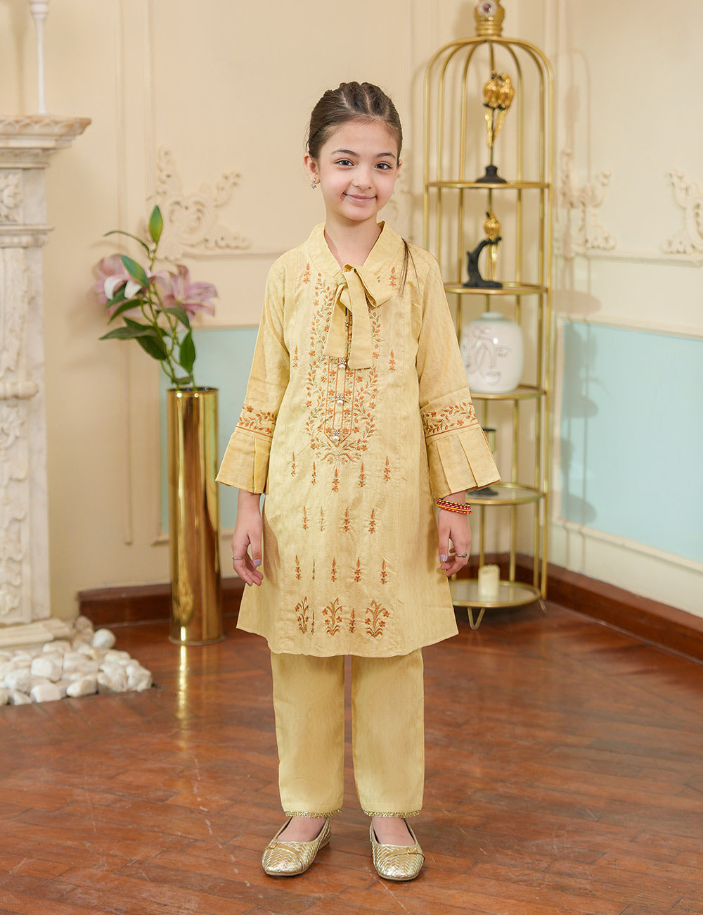 Golden Mist Embroidered Lawn Suit