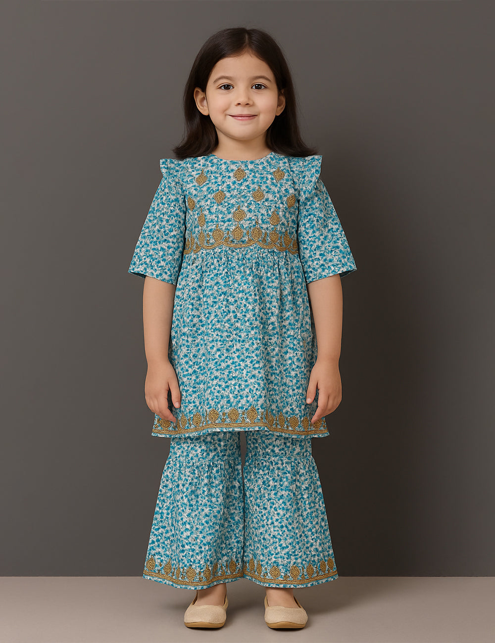 Aqua Bloom 2-Piece Kurta Set