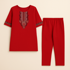 Crimson Blossom 2-Piece Kurta Set