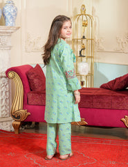 Mint Check Embroidered Lawn Suit