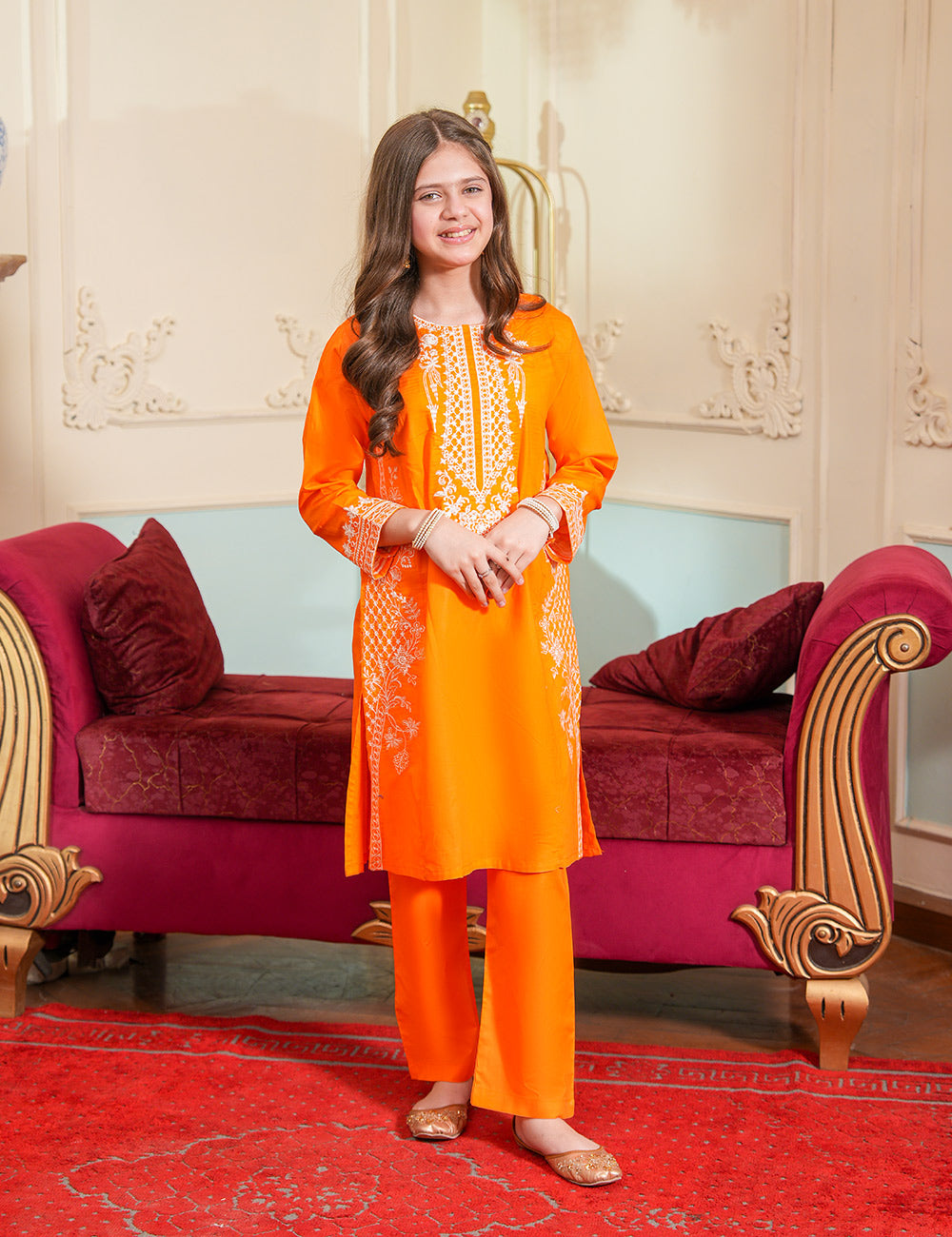 Orange Radiance Cotton Lawn Suit