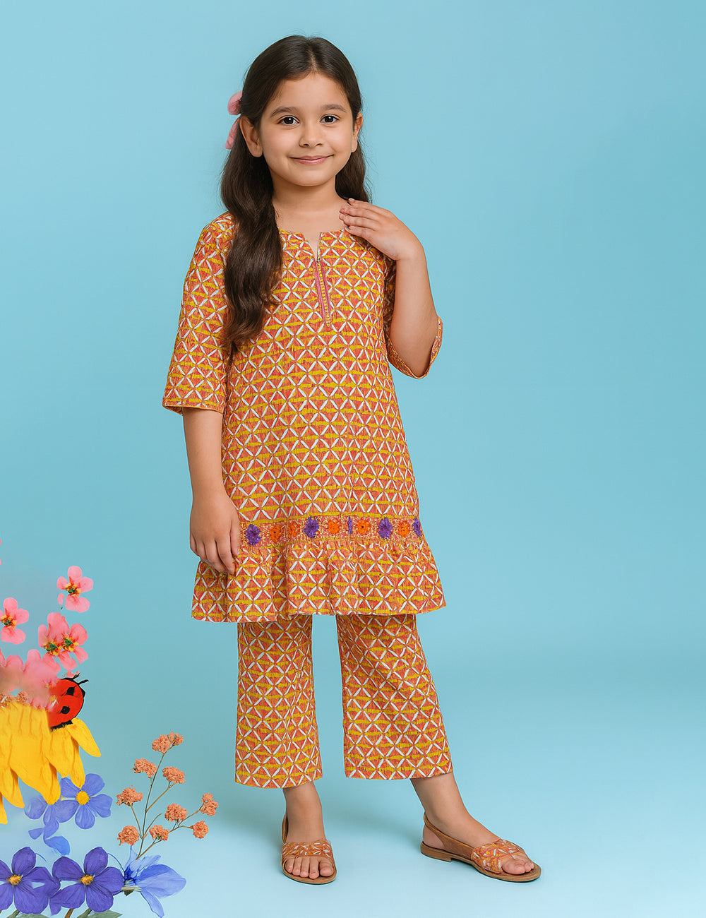 Tangerine Twist 2-Piece Kurta Set