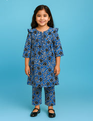 Blue Petals 2-Piece Kurta Set