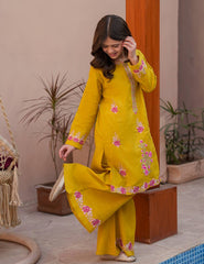 Sunlit Mustard Khadar 2 Pcs Set