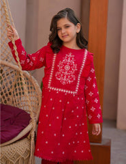 Festive Ruby Embroidered Khadar 2 Pcs Set