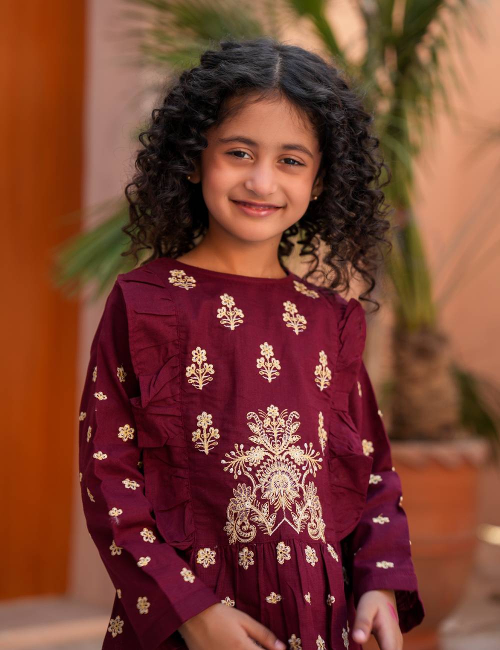 Berry Ruffle Khadar 2 Pcs Set