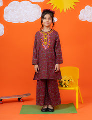 Burgundy Bloom Khadar 2 Pcs Set