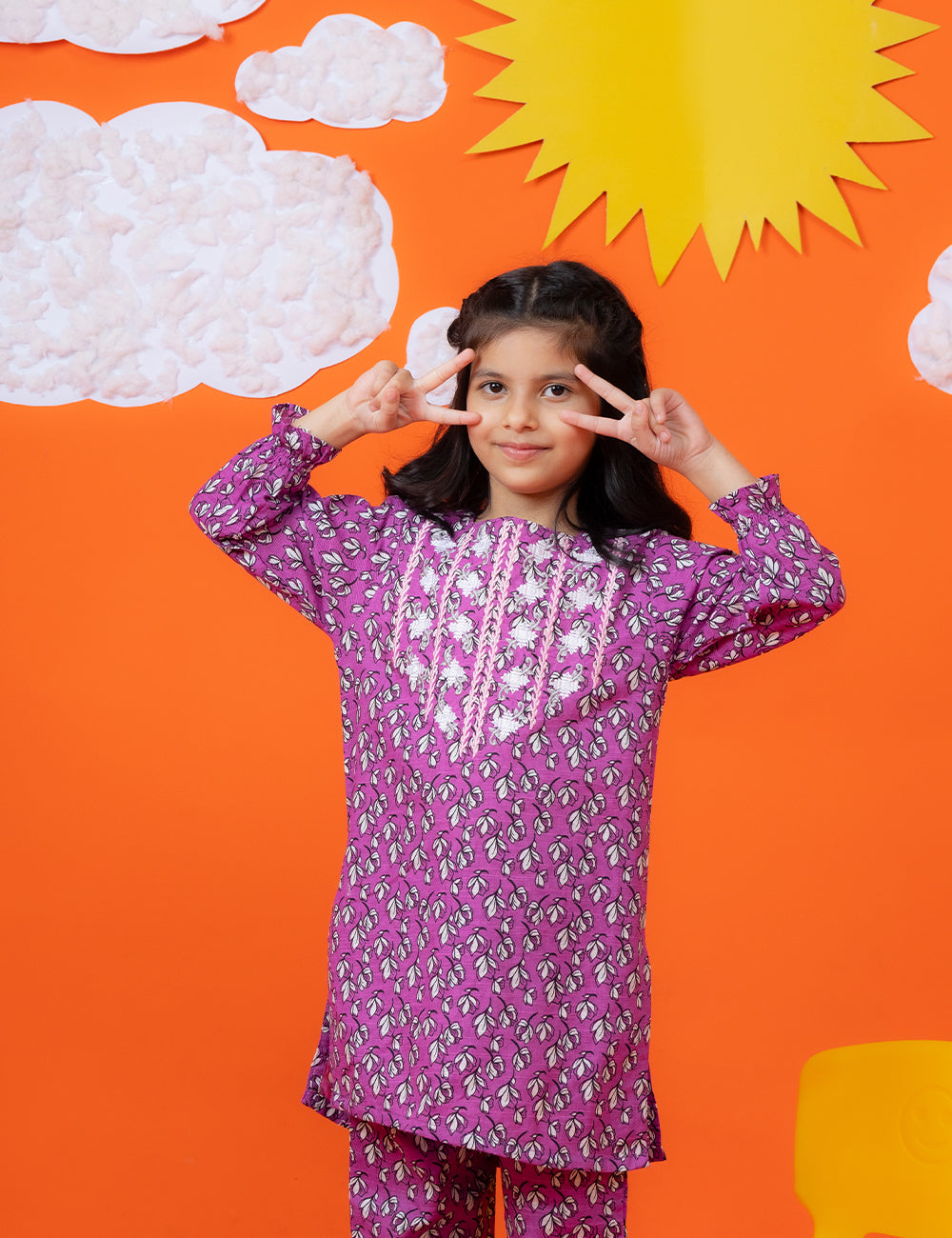 Pink Floral Khadar 2 Pcs Set