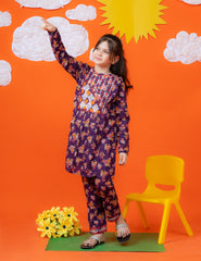 Deep Purple Patchwork Khadar 2 Pcs Set