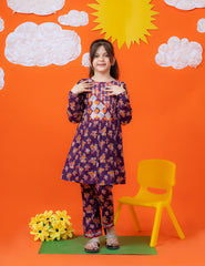 Deep Purple Patchwork Khadar 2 Pcs Set