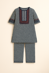 Noir Grid 2- Piece Kurta Set