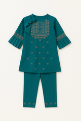 Teal Blossom 2-Piece Kurta Set